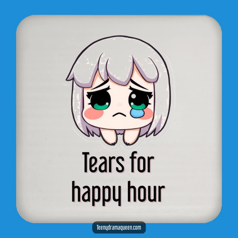 Funny Tear Coaster: Sad Character's Single Tear, Protect Your Table Gift!