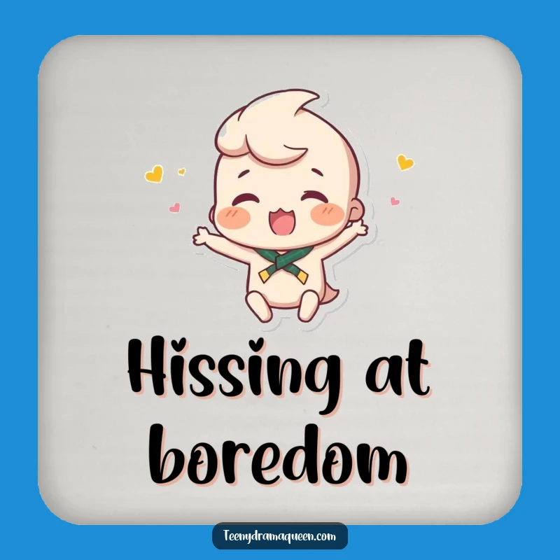 Funny Tiny Hissy Fit Coaster - Dramatic Character Decor, Protects Tables!