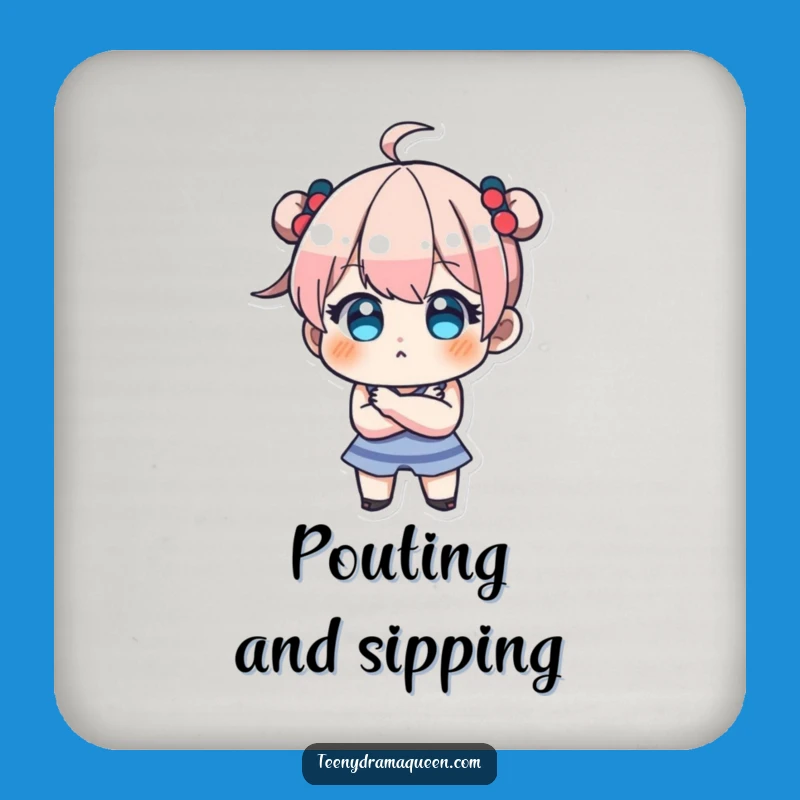 Funny Teeny Pout Coaster - Adorable Character Decor, Protects Tables!