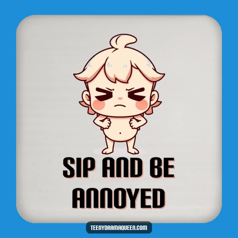 Funny Huffing Character Coaster: Protect Surfaces From Grumpy Displeasure, Perfect Funny Gift