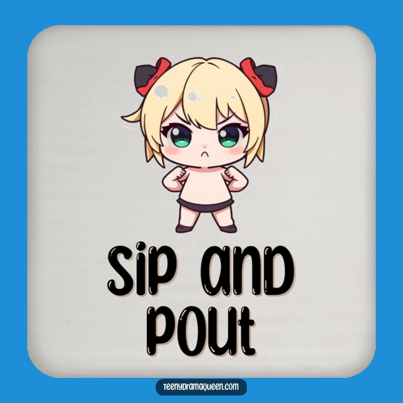Funny Tiny Pout Coaster: Dramatic Pose Drink Protector Gift
