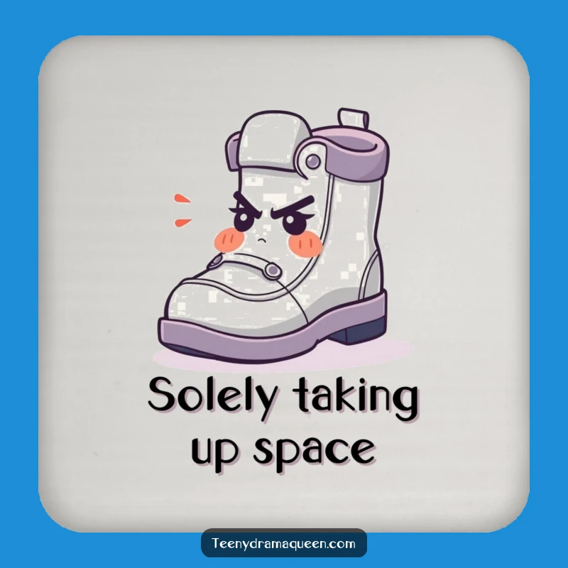 Funny Coaster - Shoe Character's Indignant Pout, Protect Furniture Comedically
