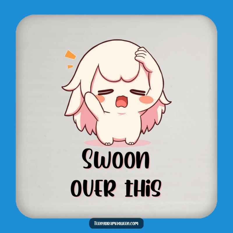 Funny Swooning Kawaii Coaster Set: Dramatic Protection with Humorous Flair