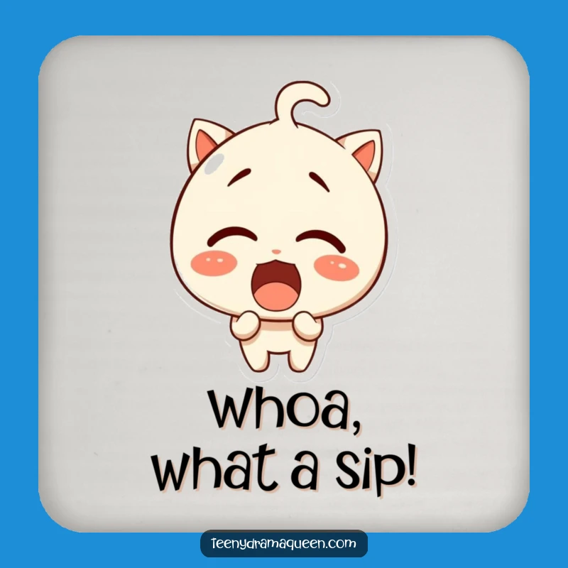Funny Surprise Coaster: Giggling Character's Shocked Sip, Table Protector Gift!