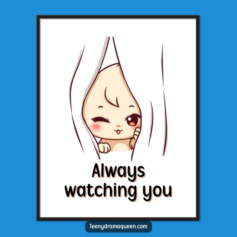 Funny Mischievous Poster: Decorate Walls With a Playful Peek Artwork