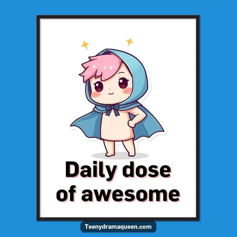 Funny Hero Character Poster - Sparkly Wall Art for Champions