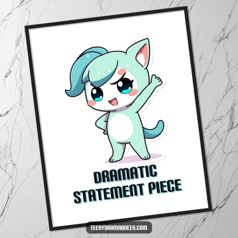 Funny Kawaii Character Poster featuring a dramatic pose with hand on hip, perfect wall art gift.