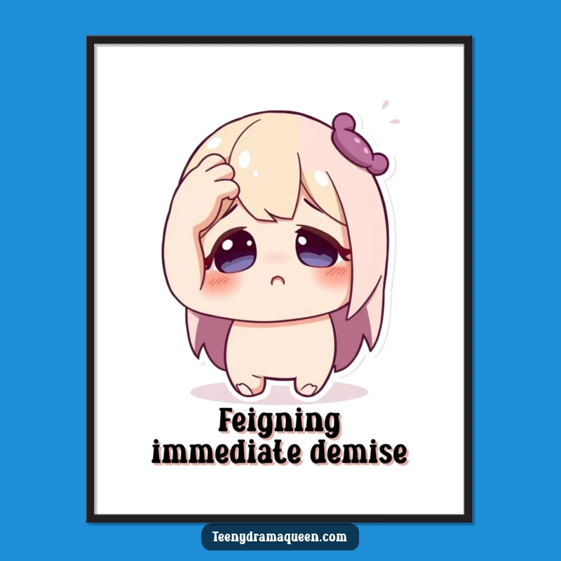 Funny Fainting Character Poster - Dramatic Wall Art for Laughs