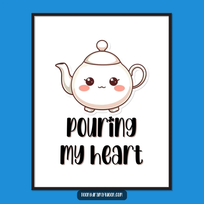 Funny Expressive Teapot Poster: Whimsical Wall Art for a Cheerful Space