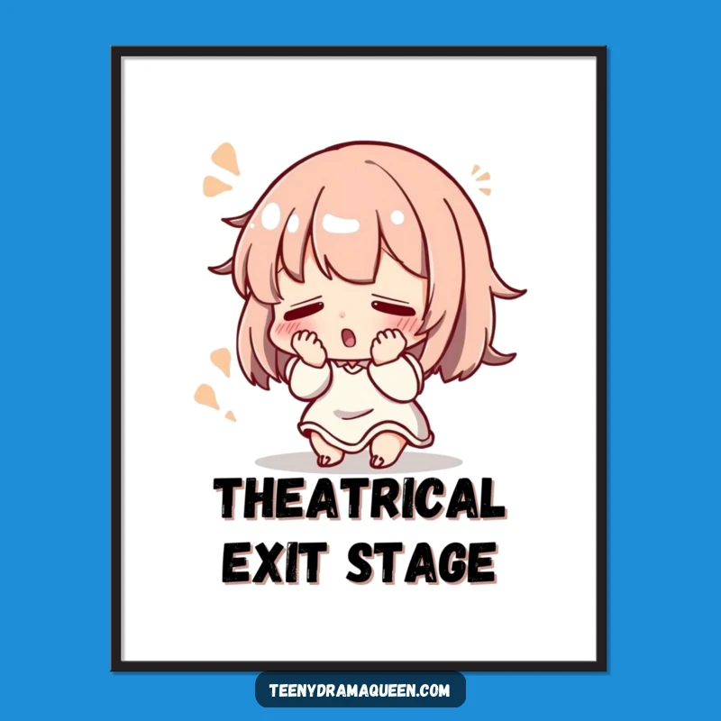 Funny Fainting Poster: Dramatic Flourish Art, Hilarious Decor for Theatrical Spaces