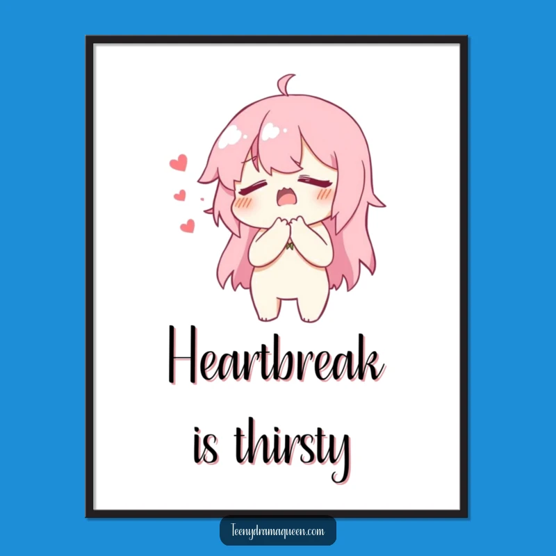 Funny Heartbreak Character Poster: Dramatic Fake Tears Wall Art, Perfect Funny Gift