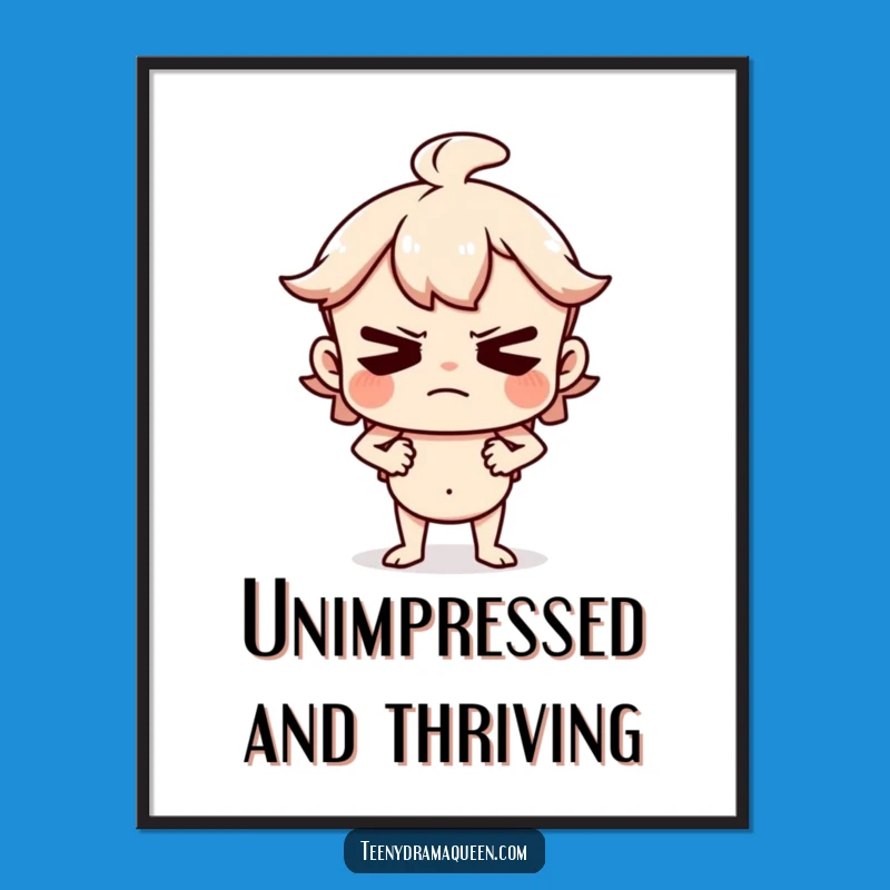 Funny Huffing Character Poster: Grumpy Displeased Wall Art, Perfect Funny Gift