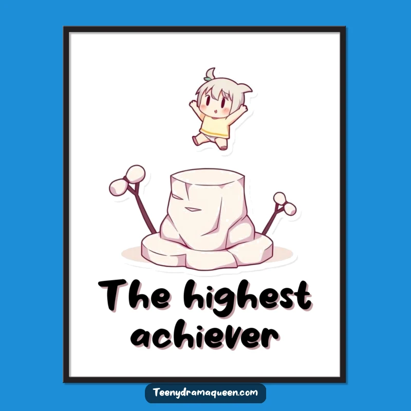 Funny Leaping Character Poster, Decorate Your Space with Dramatic Success