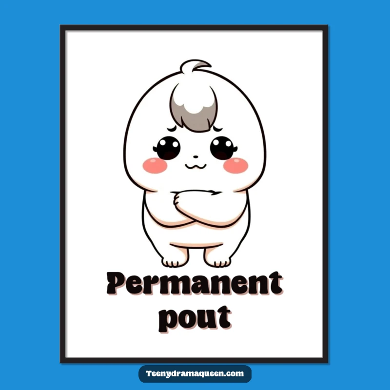 Funny Pouty Kawaii Poster: Wall Art That Expresses Your Mood