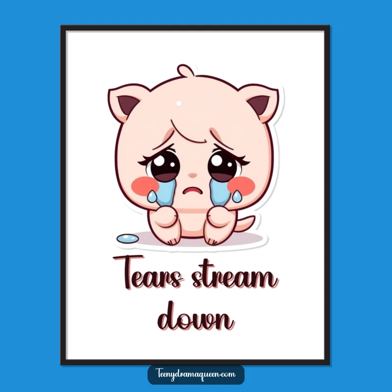 Funny Sad Kawaii Character Poster - Art to Soothe the Soul