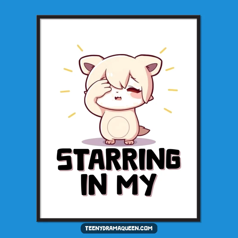Funny Spotlight Shy Poster: Dramatic Shielding Eyes Art Gift