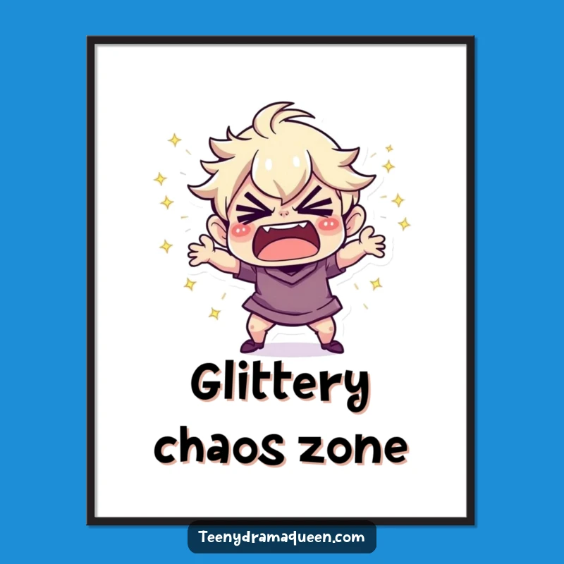 Funny Tantrum Poster: Sparkly Meltdown Art, Hilarious Decor for a Dramatic Touch