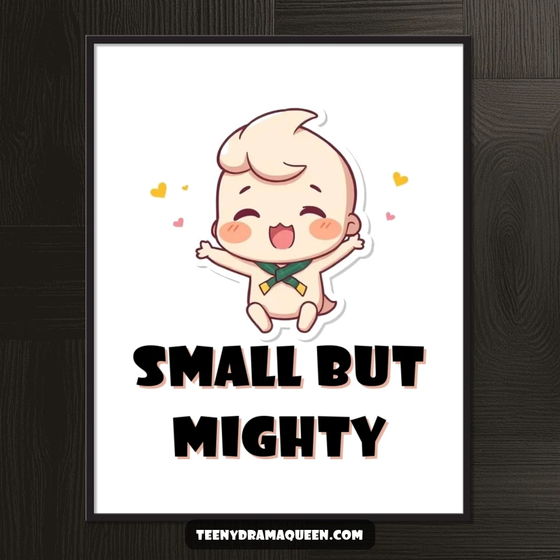 Funny poster art of a small character throwing a minuscule hissy fit, conveying adorable drama and playful overreaction.