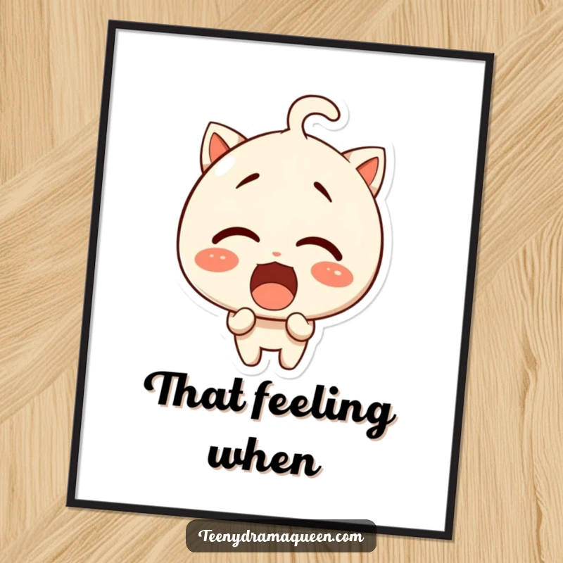 Funny poster, a giggling character with a comically wide-eyed and open-mouthed surprised expression.