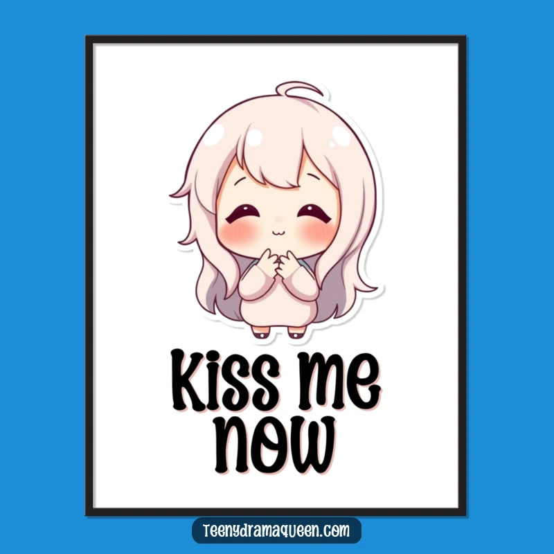 Funny Happy Character Poster: Decorate With a Sweet Kissing Pose Artwork