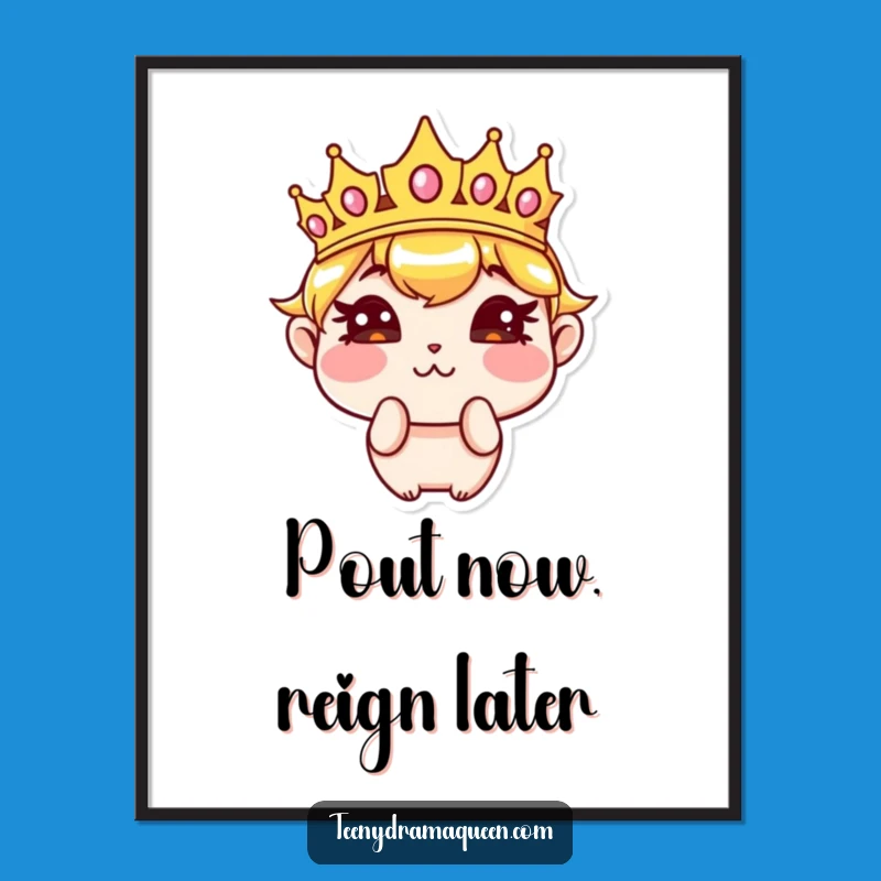 Funny Sassy Crown Pouting Poster - Hilarious Royal Decor for Your Space!