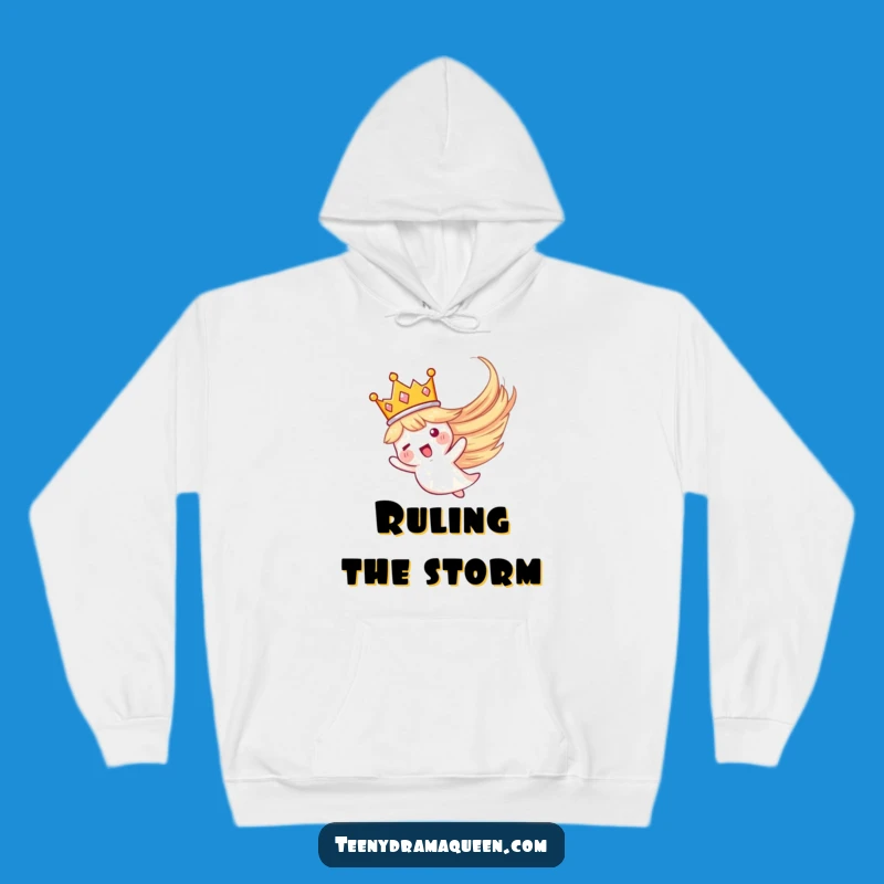 Cozy Funny Crown Whirlwind Hoodie: Warm & Majestic Flying Crown, Humorous Regal Gift
