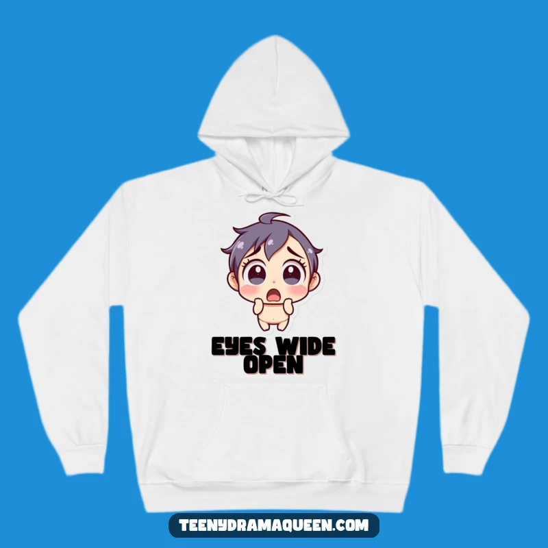 Cozy Funny Shocked Hoodie: Wide-Eyed Character for Comfort and Humor