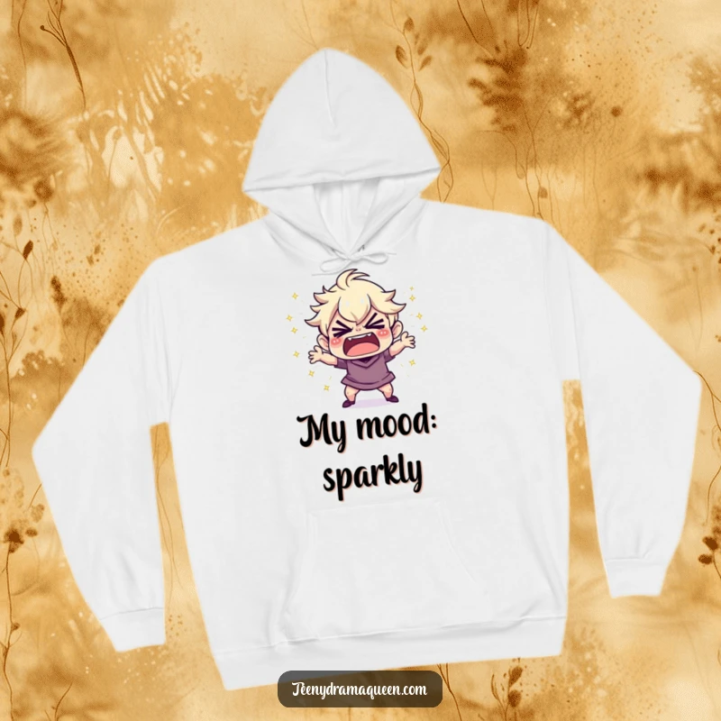 Funny Hoodie: Tiny character throwing a tiny, sparkly tantrum, offering comfort and humor for dramatic moments.