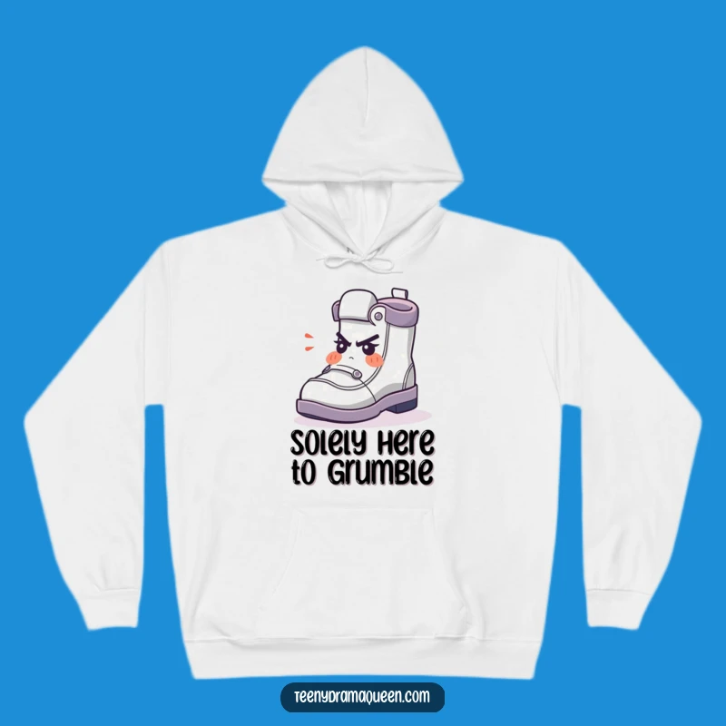 Funny Hoodie - Cuddly Shoe Character in a Huff, Ideal Comedic Gift