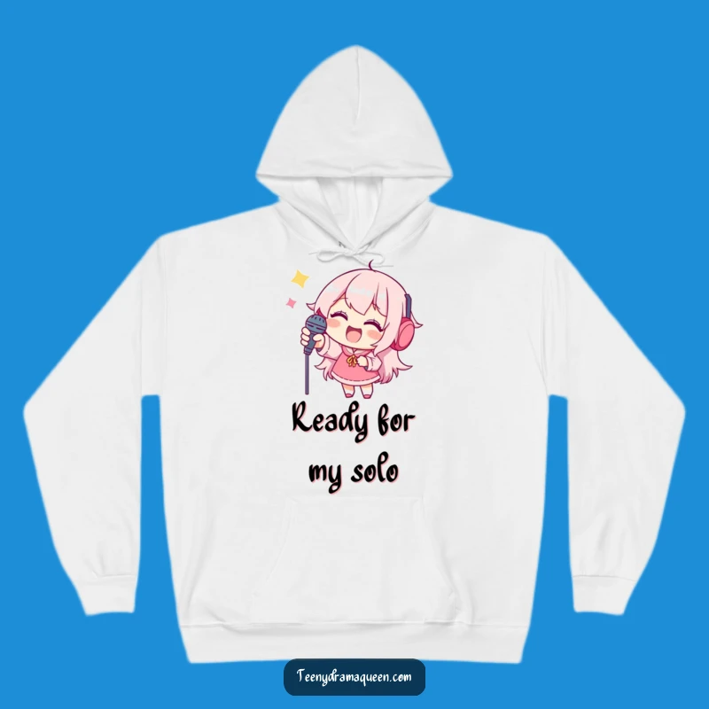 Funny Cozy Performer Hoodie: Joyful Character & Mic Aim High, Great Gift!