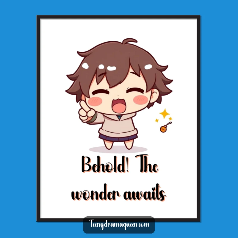 Free Printable Wall Art: Pointing Character, Dramatic Downloadable Decor