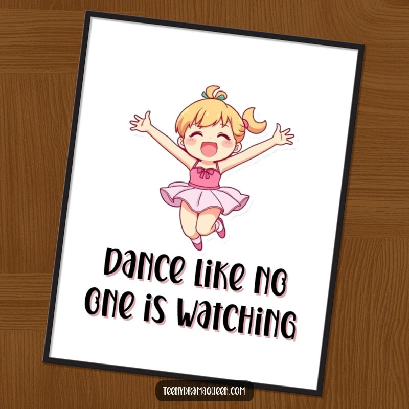 Funny Free Printable Wall Art: Character in Tutu Performing an Exuberant Leap, Spreading Joy and Merriment