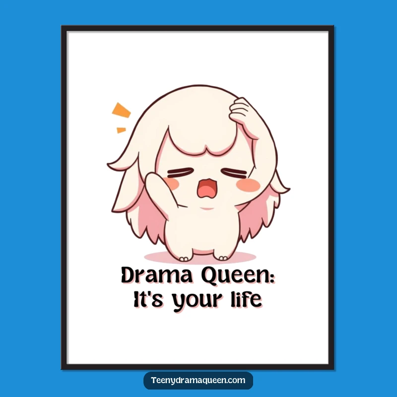 Free Printable Swooning Kawaii Wall Art - Dramatic Character, Funny Decor