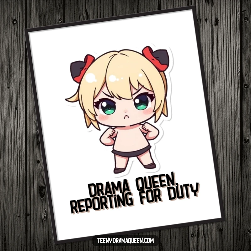 Funny Free Printable Wall Art: A tiny character striking a dramatic pose, hands on hips, with an amusing pout.