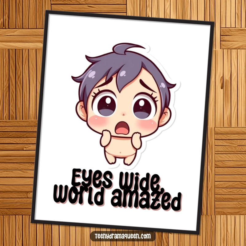 Funny Free Printable Wall Art: Character with a shocked expression and wide eyes. Humorous, downloadable art.