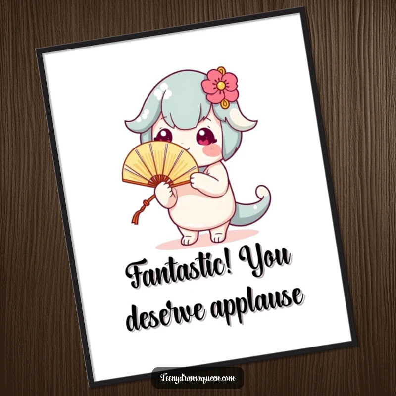 Funny Free Printable Wall Art: Cute character fanning itself dramatically, adding a touch of sassy heat to any room.
