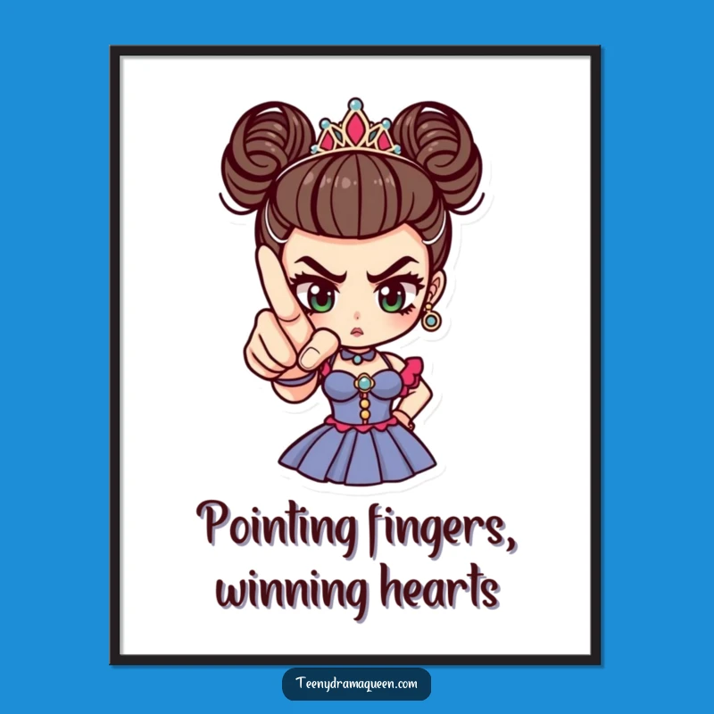 Free Printable Wall Art: Drama Queen Pointing, Funny Downloadable Decor for Theatrical Spaces