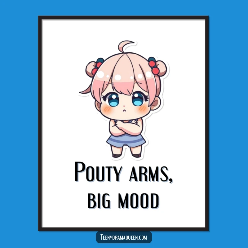 Free Printable Wall Art: Pouty Character, Arms Crossed, Funny Downloadable Art Gift