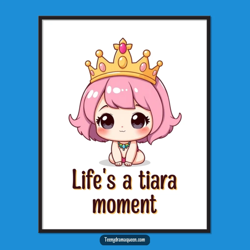 Funny Free Printable Wall Art: Oversized Tiara Character Whimsy Downloadable Art