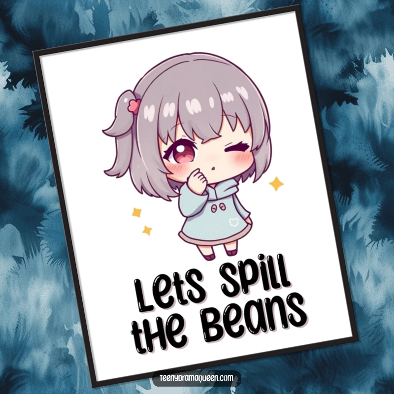 Funny Free Printable Wall Art: A character caught mid-whisper with a sly wink, exuding playful secrets for your decor.