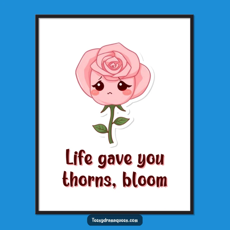 Funny Free Printable Wall Art: Sad Rose Cartoon - Sweet Downloadable Decor