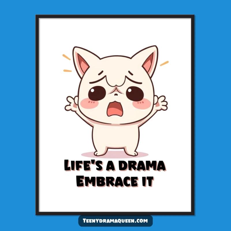 Funny Free Printable Wall Art: Exasperated Kawaii Character - Humorous Downloadable Decor