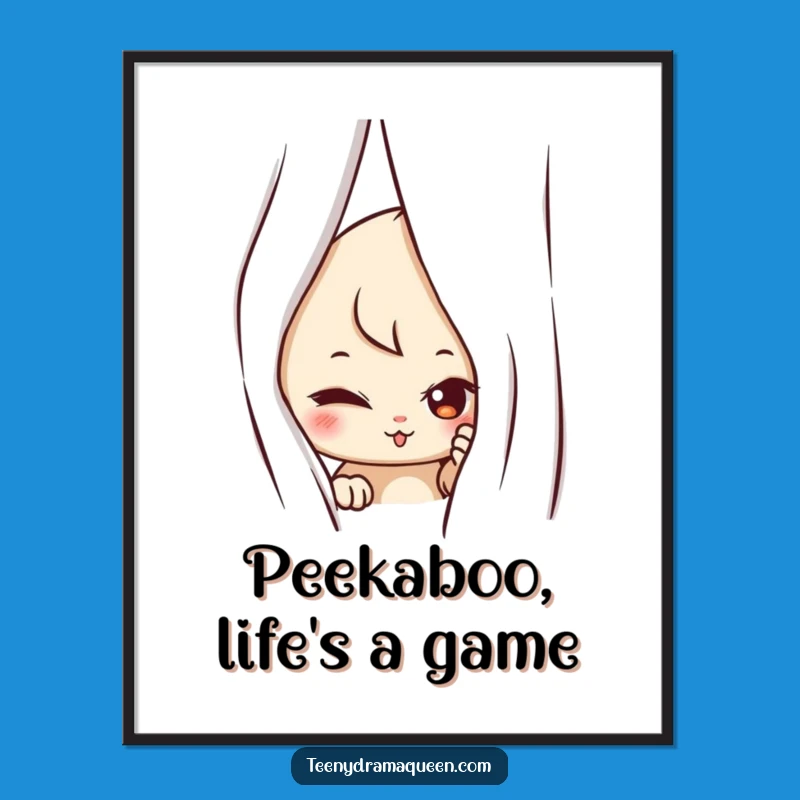 Free Printable Wall Art: Peeking Character, Quirky Downloadable Decor