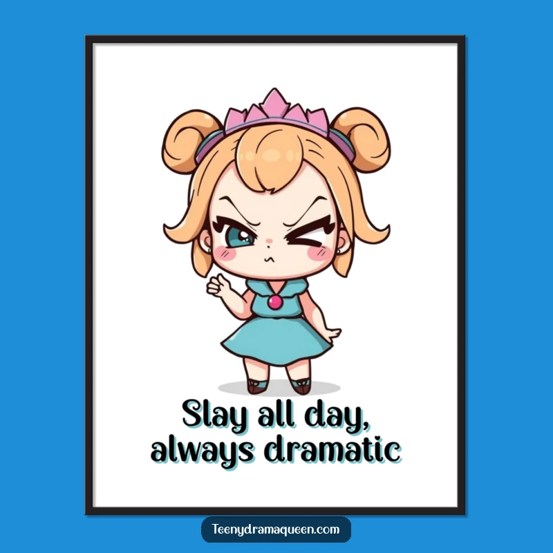 Free Printable Wall Art: Drama Queen Eye Roll, Sassy Humorous Downloadable Decor