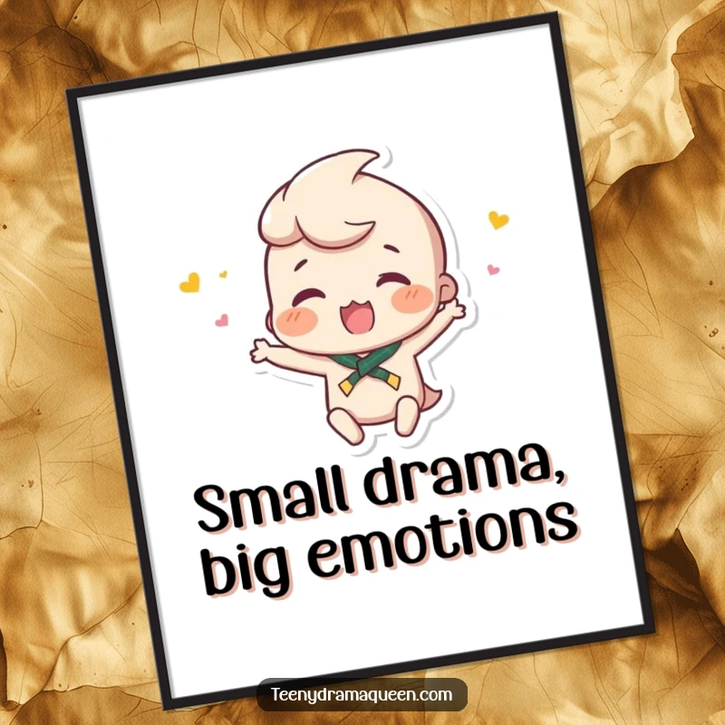 Funny Free Printable Wall Art: A small character throwing a minuscule hissy fit, with exaggerated, comical frustration.