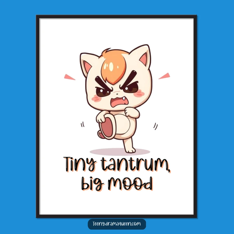 Funny Free Printable Wall Art: Stomping Kawaii Character - Downloadable Decor