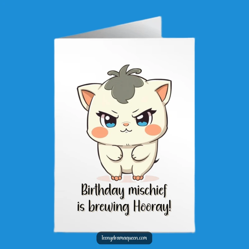 Mischief Maker Free Printable Birthday Card: Funny Commotion Ahead!