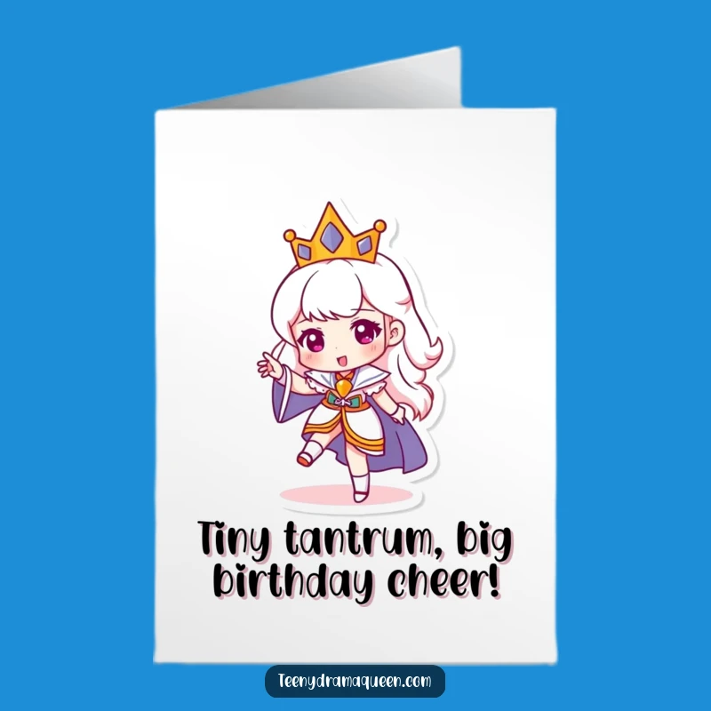 Free Printable Birthday Card: Funny Stomping Queen Impatient for Gifts