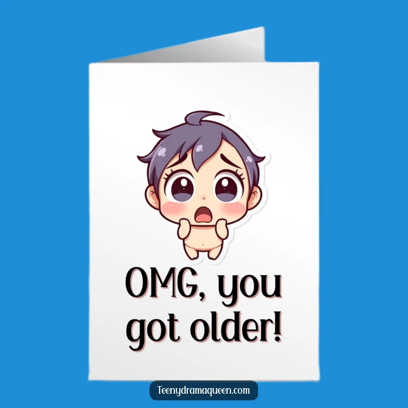 Free Printable Birthday Card: Shocked Expression Character, Hilarious Surprise Downloadable Gift