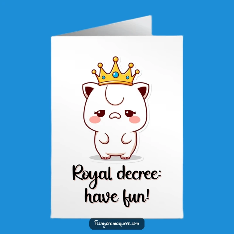 Free Printable Unimpressed Crown Birthday Card - Funny Kawaii Character Downloadable